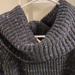 Free People Gray Speckled Cowl Neck Sweater